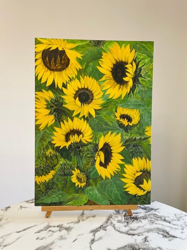 Quadro dipinto mano girasole - quadro,