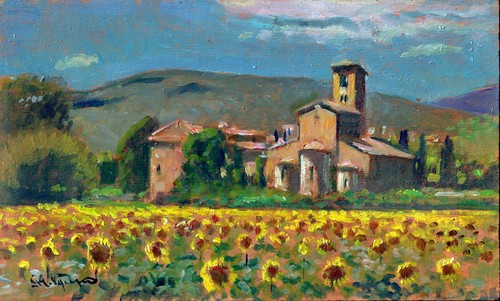Dipinto olio toscana girasoli - dipinto,